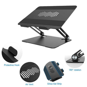 Amper Dual Hinge Adjustable Aluminium Laptop Stand - Black