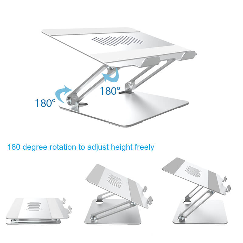 Amper Dual Hinge Adjustable Aluminium Laptop Stand - Silver