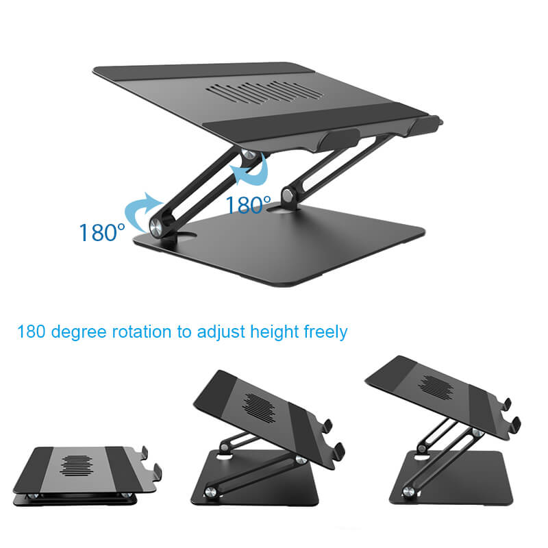 Amper Dual Hinge Adjustable Aluminium Laptop Stand - Black