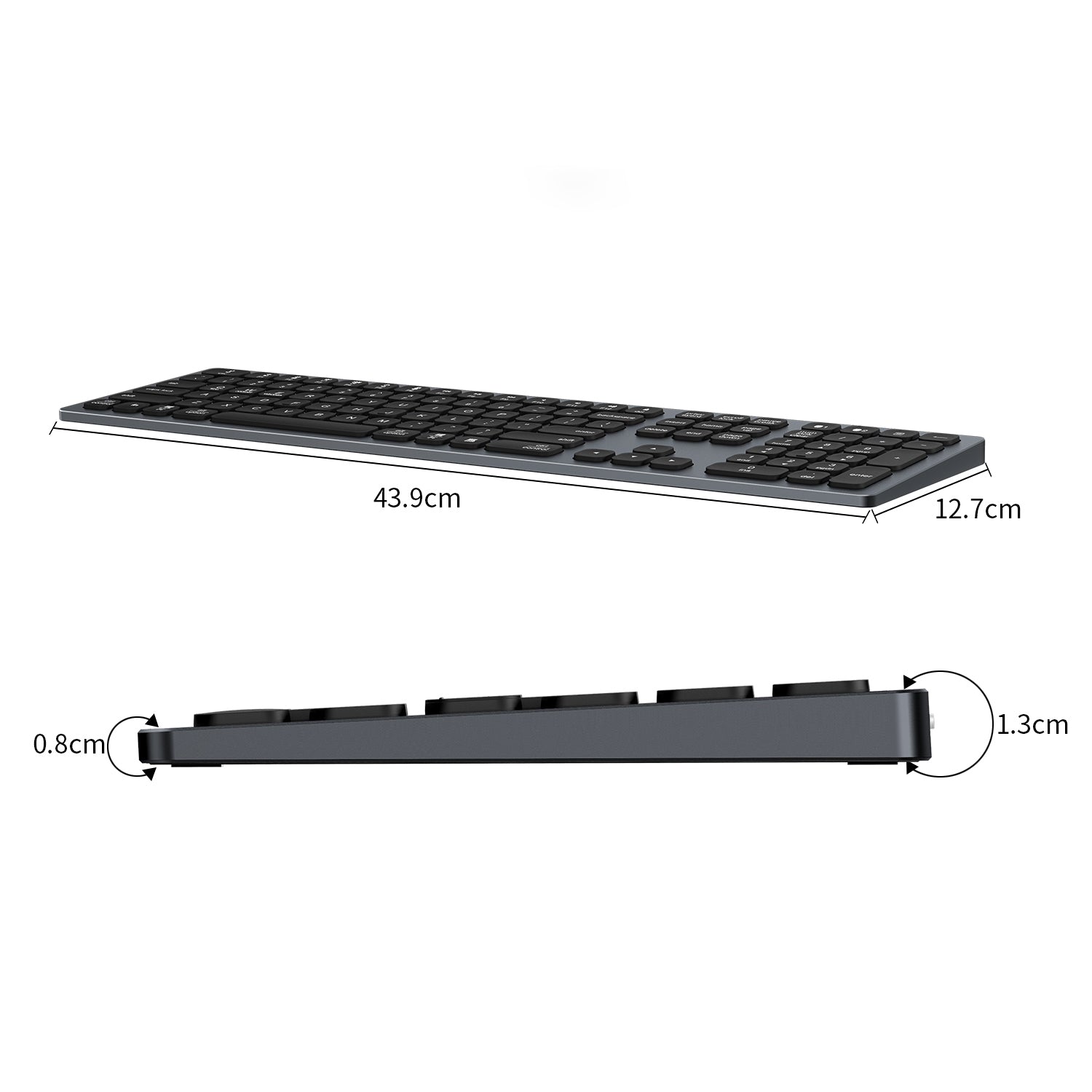 Amper Slim Full Size Aluminium USB-C Rechargeable Bluetooth Keyboard For Windows - Amper HQ