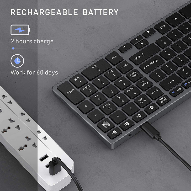 Amper Aluminium Slim Compact Rechargeable 4 Channel Bluetooth Keyboard For Windows and Mac OS - Amper HQ