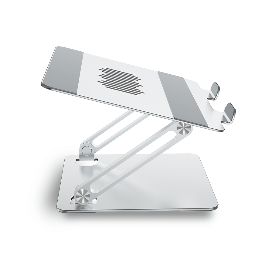 Amper Dual Hinge Adjustable Aluminium Laptop Stand - Silver