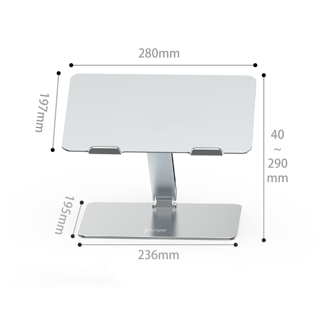 Amper Adjustable Aluminium Laptop Stand - Also Compatible With iPad - Amper HQ