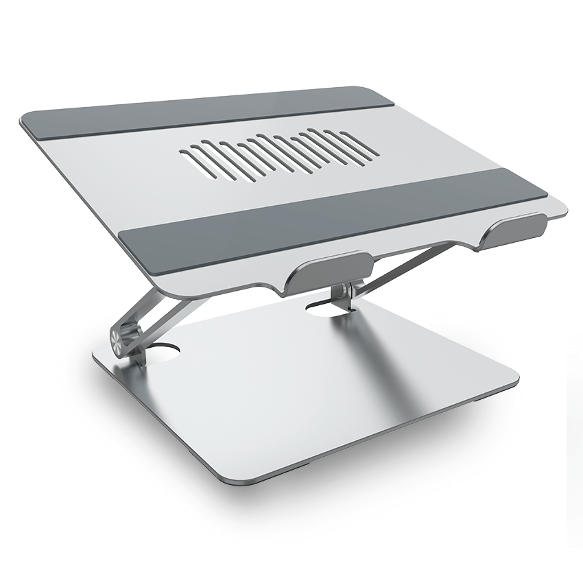 Amper Dual Hinge Adjustable Aluminium Laptop Stand - Silver