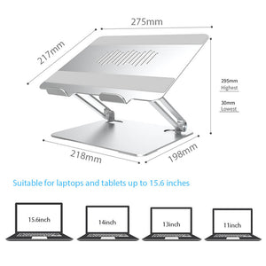 Amper Dual Hinge Adjustable Aluminium Laptop Stand - Silver