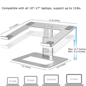 Amper Pro X Adjustable Aluminium Laptop Stand - Silver