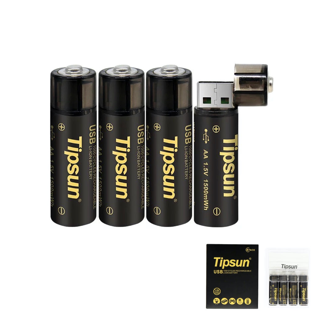 AA 4 Pack USB Rechargeable Lithium-ion Battery 1500mWh 1.5V - Amper HQ