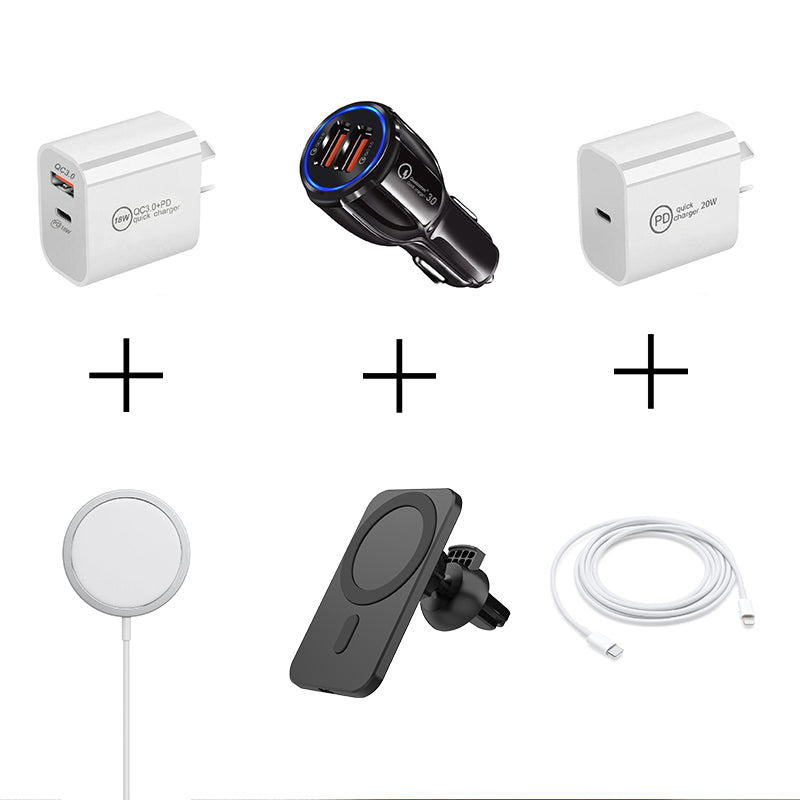 Amper iPhone 12 and iPhone 12 Pro MEGA Charging Kit (15W MagSafe + 15W Car Charger + 2m 20W Adaptor) - Amper HQ