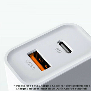 18W PD + QC3.0 Qualcomm Quick Charger for fast iPhone iPad & Android Charging - Amper HQ